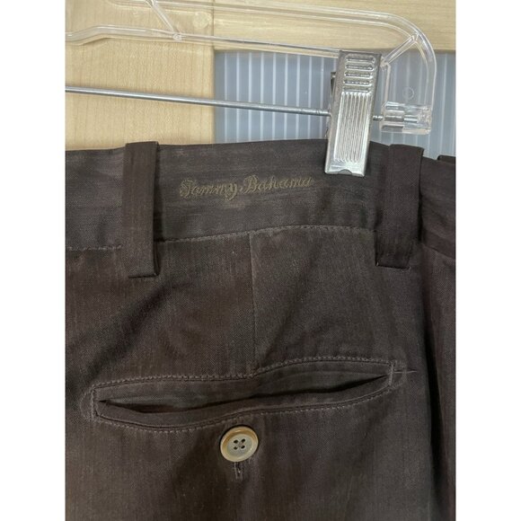 Tommy Bahama Relaxed Brown Silk Pleated Front Trouser Pants Mens Sz 38 Summer - Picture 5 of 6